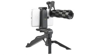Somikon CVL-250.zoom: 3-fach Vorsatz-Tele-Zoom-Objektiv für Smartphones