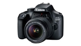 Canon EOS 4000D FrontSlantLeft EF S18 55 III