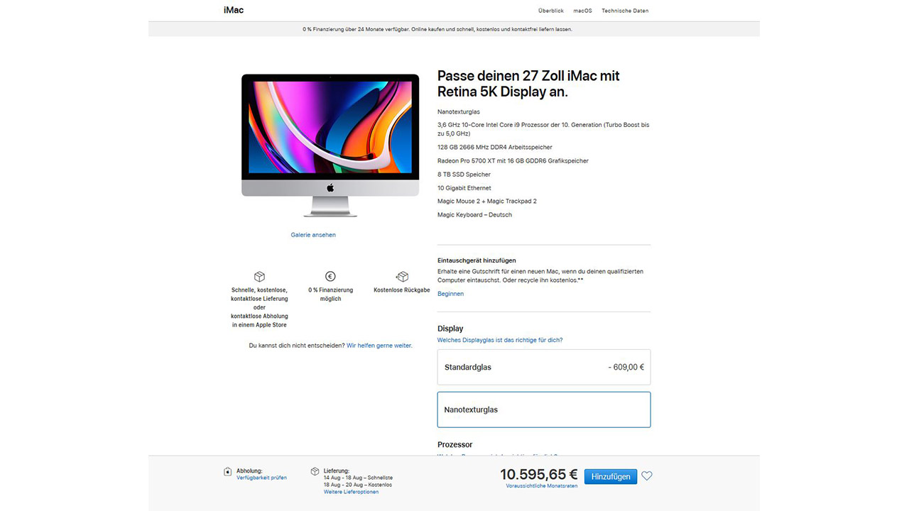 Apple iMac 27 Zoll: mit 10-Kern-CPU, AMD-GPU für 10.000 Euro
