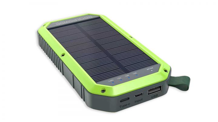 RealPower PB-10000 Solar: Solar-PowerBank mit 10.000 mAh-Akku