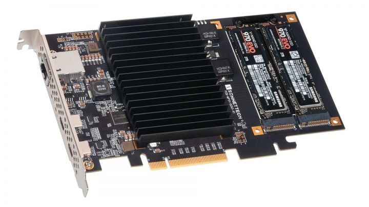 Sonnet MCFiver: PCIe-Adapterkarte für M.2-NVMe-SSD, USB-C und LAN