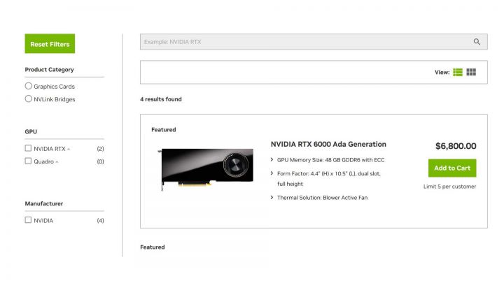 nvidia rtx 6000 ada generation shop screen web